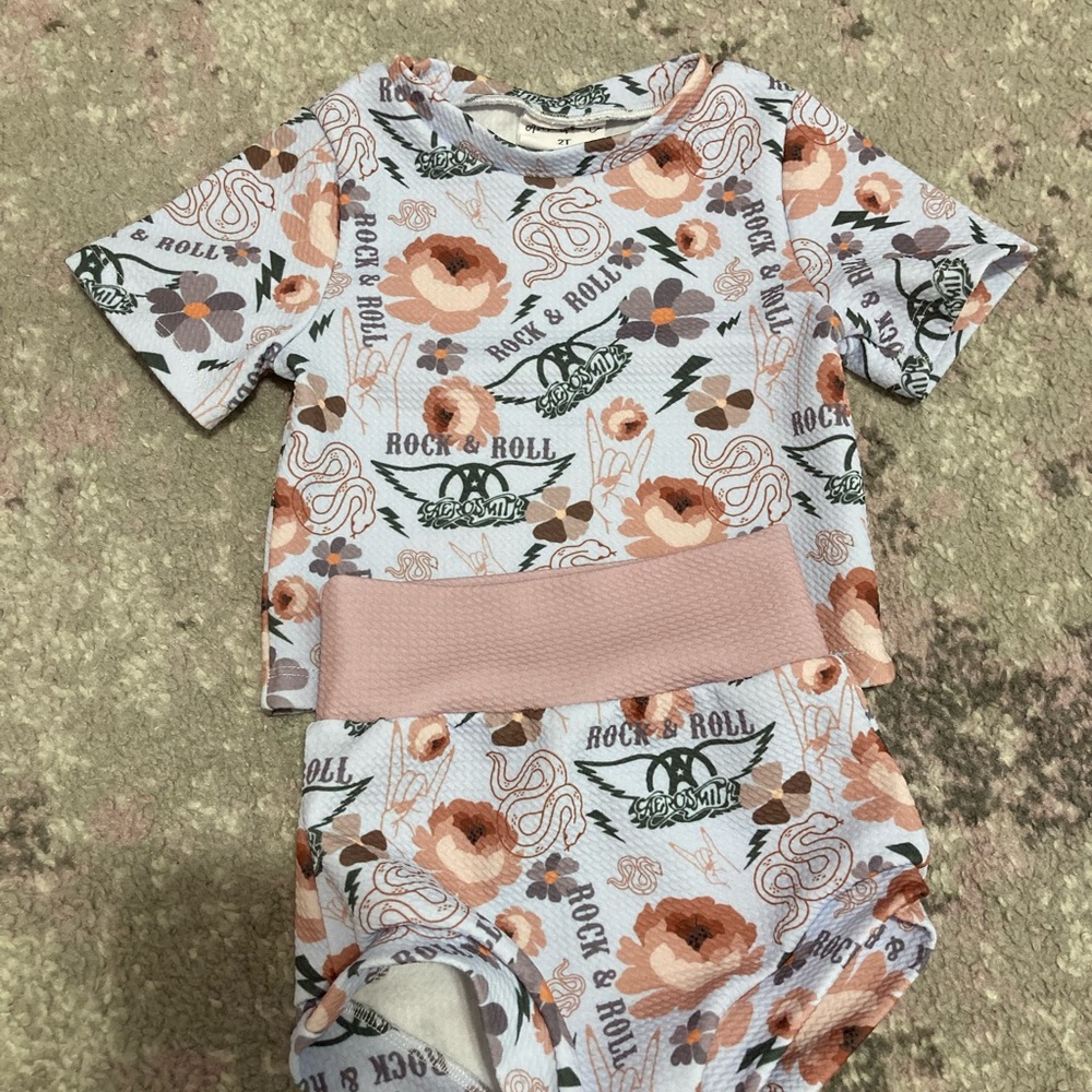 2t Handmade Floral Rock & Roll Toddler Outfit